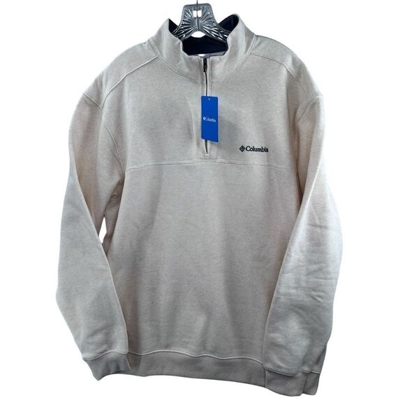 Columbia Hart Mountain II Half Zip Sweatshirt Mens XL Oatmeal Heather Brand New - Picture 1 of 10